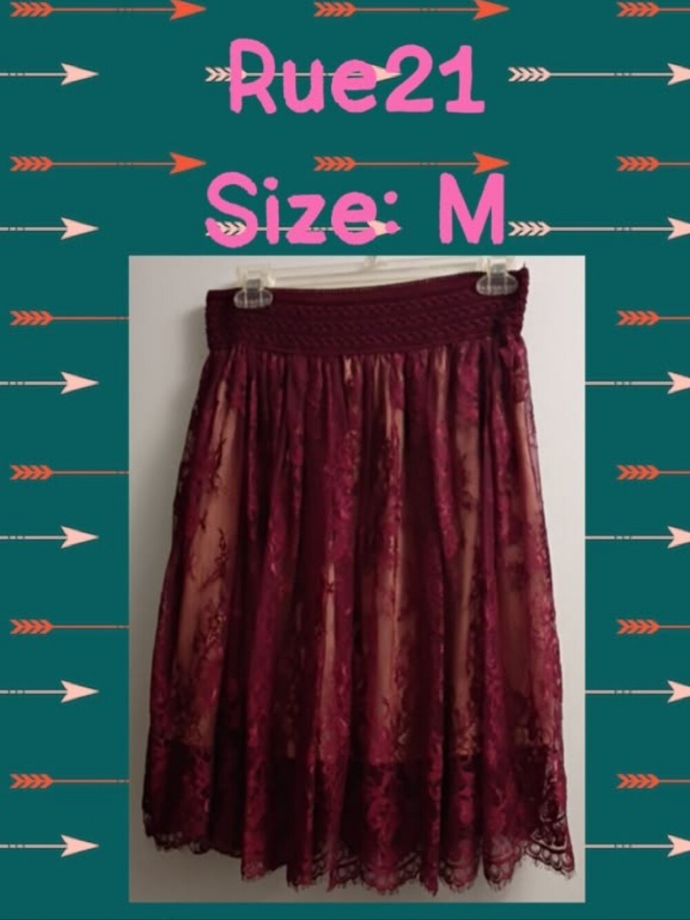 Women's Burgundy Lace Circle Skirt - Elegant Skater Style